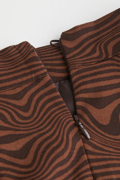 H&M Cut-Out-Detail Skirt Brown/Patterned