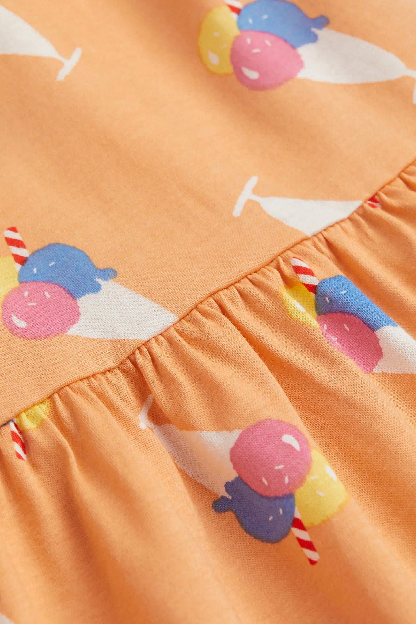 Patterned Orange Ice Cream Summer Dress