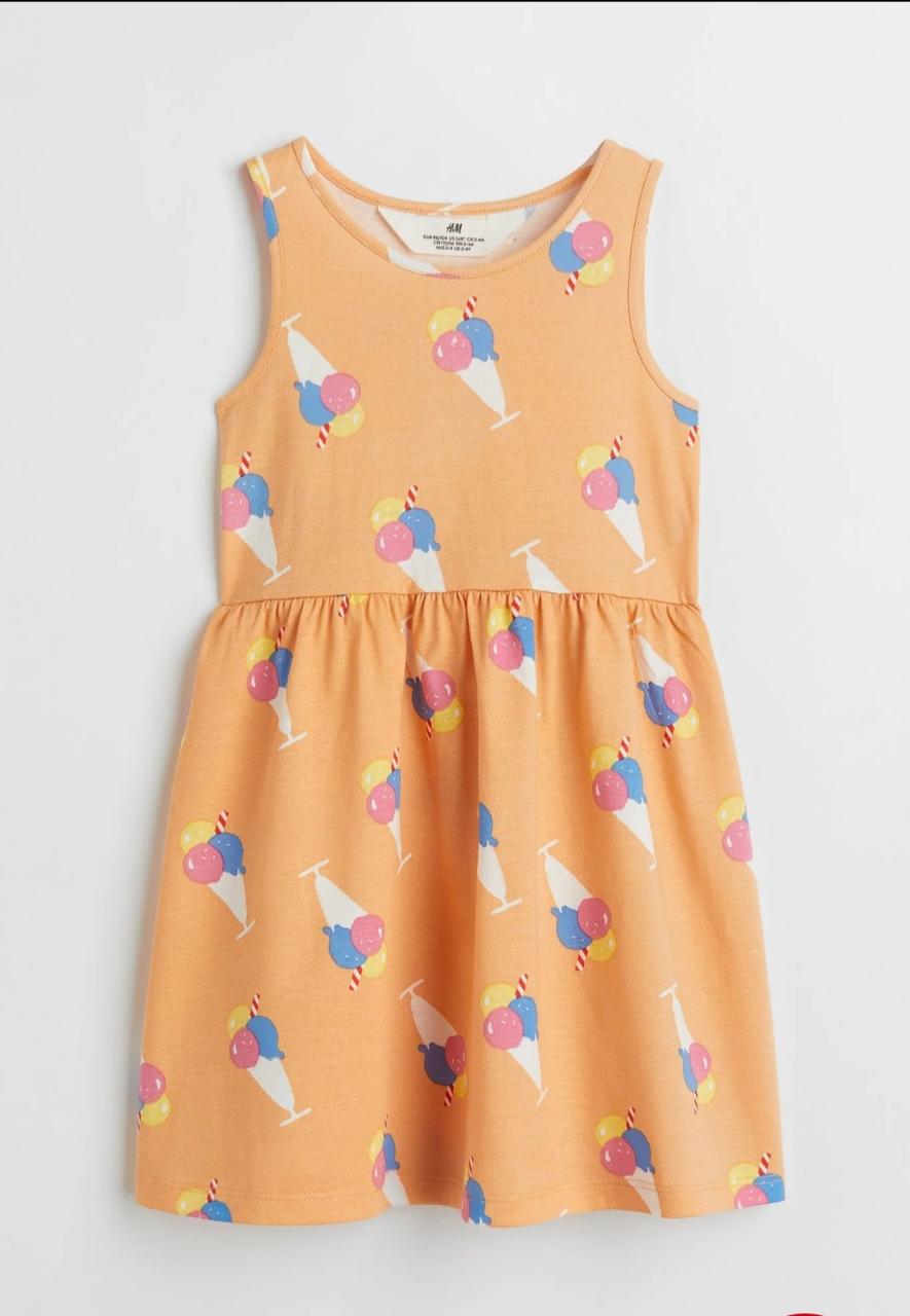 Patterned Orange Ice Cream Summer Dress