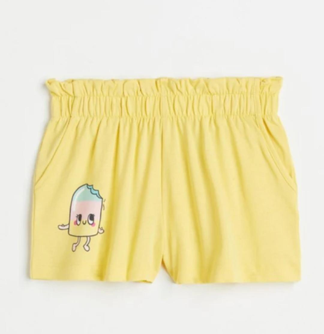 Soft Cotton Jersey Shorts Yellow H&M