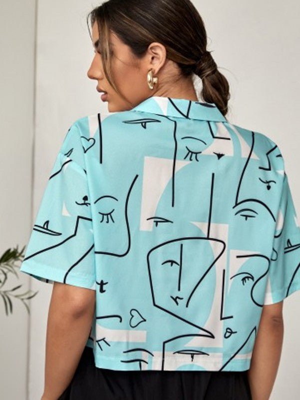 Abstract Button Front Blouse - BEAUTY BAR
