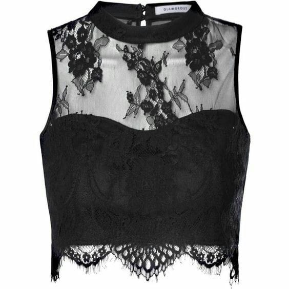 Black Short Transparent Lace Blouse - BEAUTY BAR