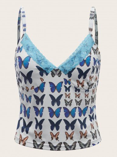 Butterfly Top With Lace On Chest - BEAUTY BAR