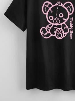Euroqu Teddy Bear -Printed Oversized T-Shirt - BEAUTY BAR