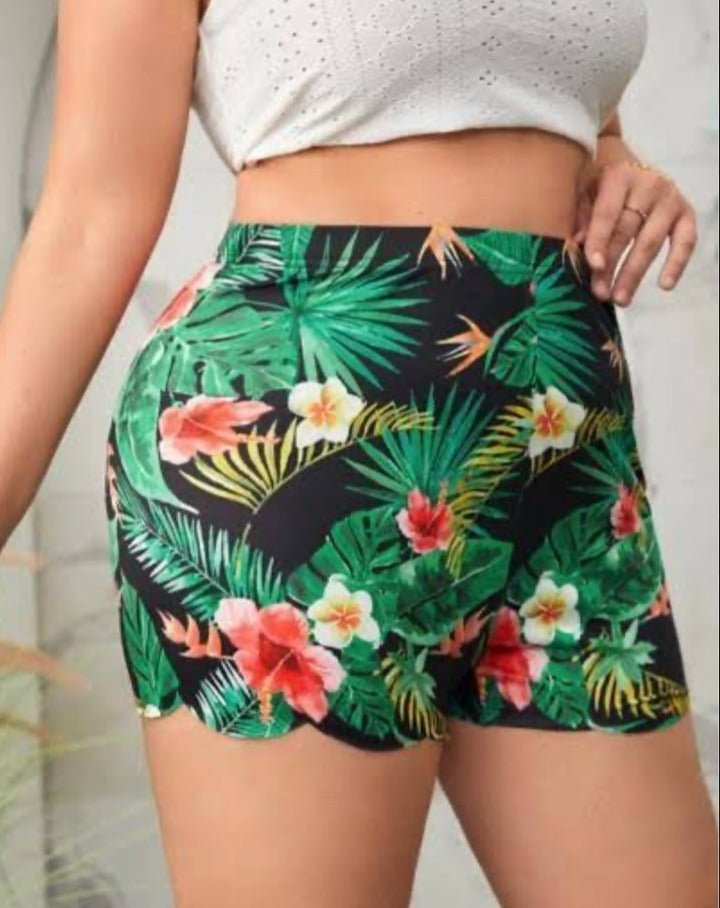 Green Trees Pattern Soft Shorts - BEAUTY BAR