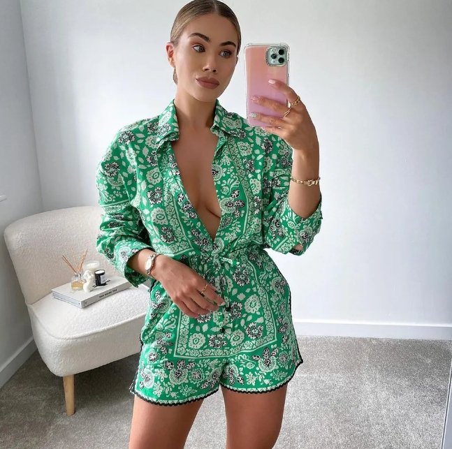 Green Women's Floral Printed Short - BEAUTY BAR