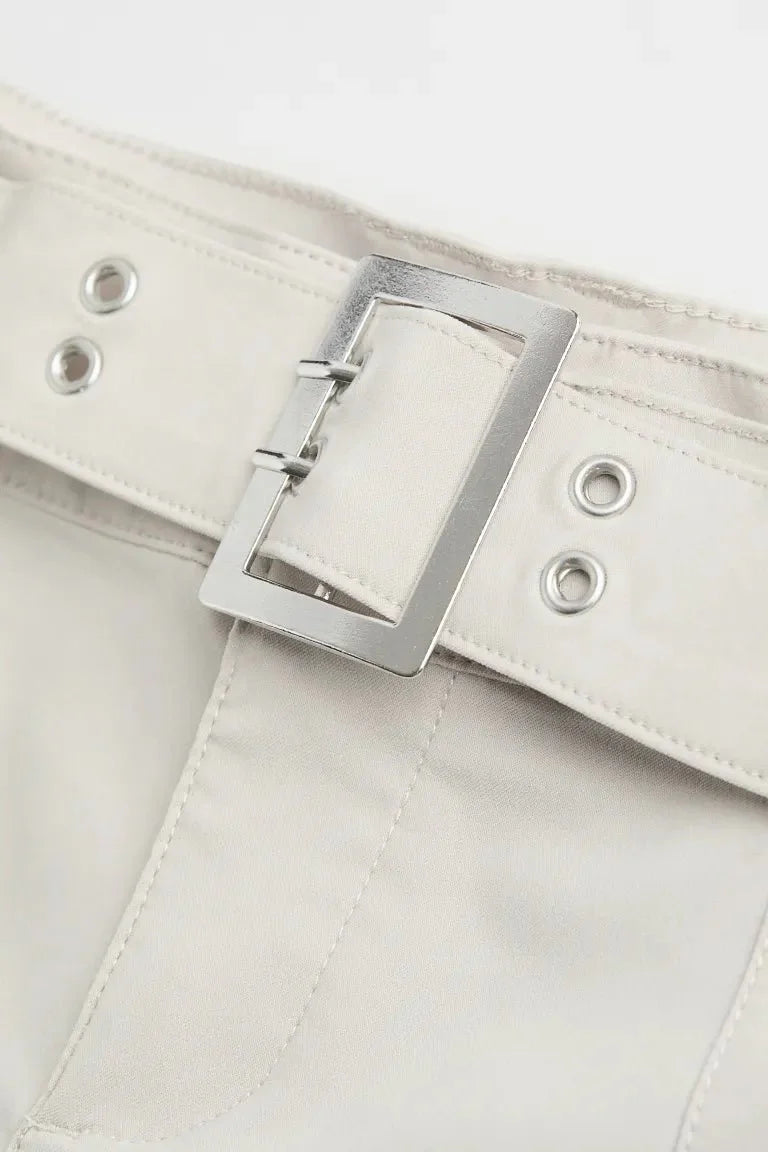 H&M Belted Shorts Light Taupe - BEAUTY BAR