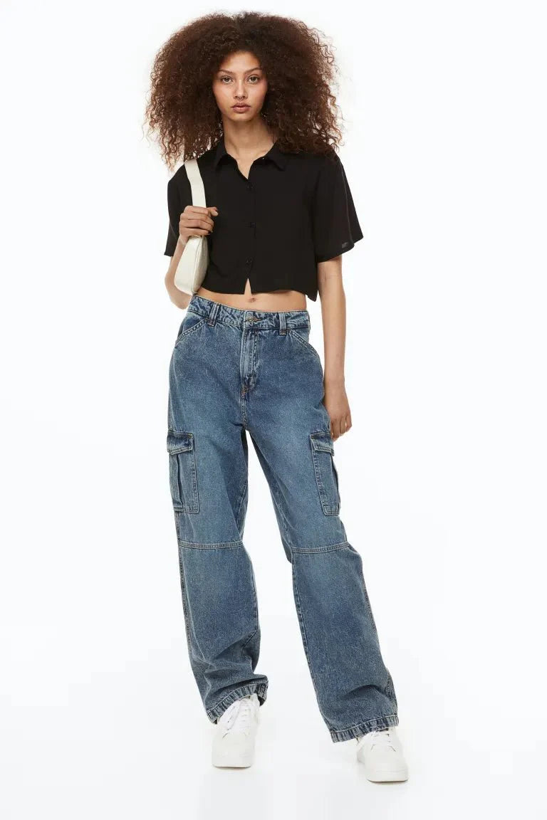 H&M Boxy Shirt Black - BEAUTY BAR