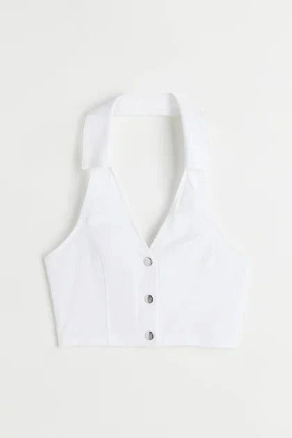 H&M Collared Halterneck Top White - BEAUTY BAR