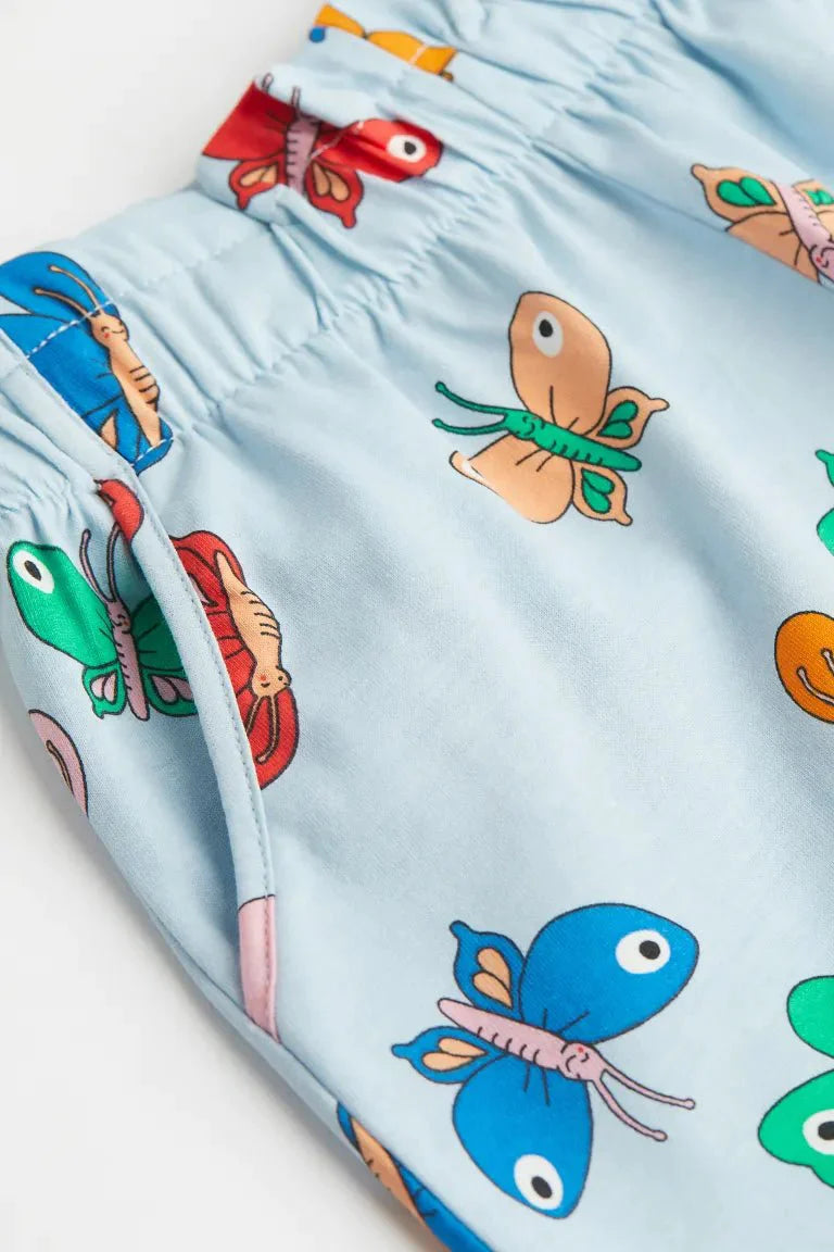 H&M Cotton Jersey Shorts Light Blue/Butterflies - BEAUTY BAR