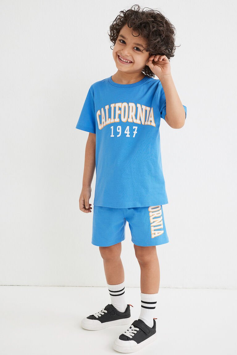 H&M Cotton Jersey T-shirt Blue - BEAUTY BAR