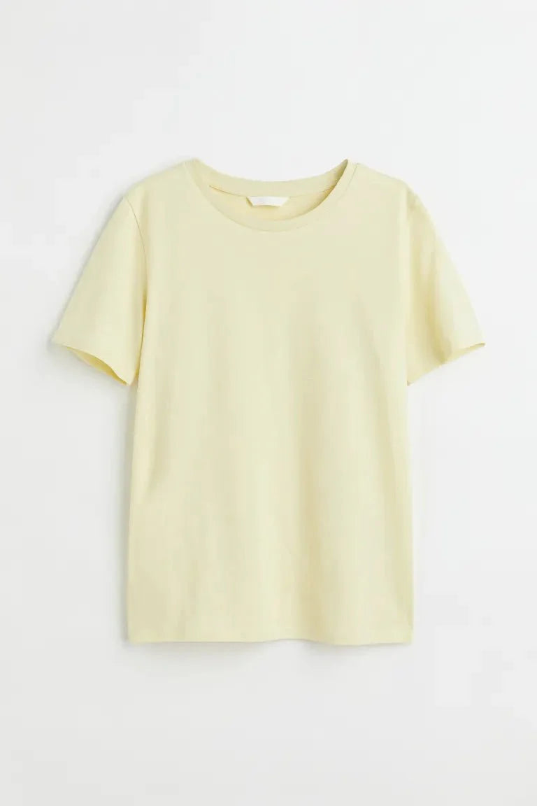 H&M Cotton T-Shirt Light Yellow - BEAUTY BAR