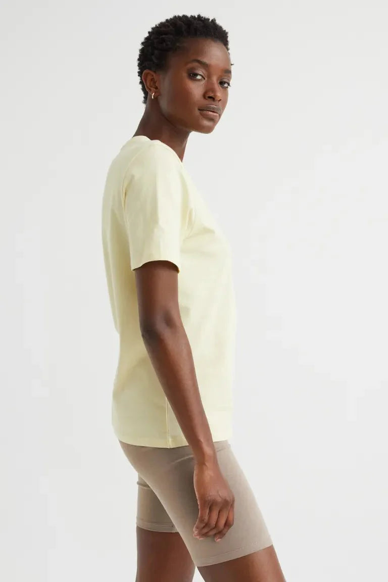 H&M Cotton T-Shirt Light Yellow - BEAUTY BAR