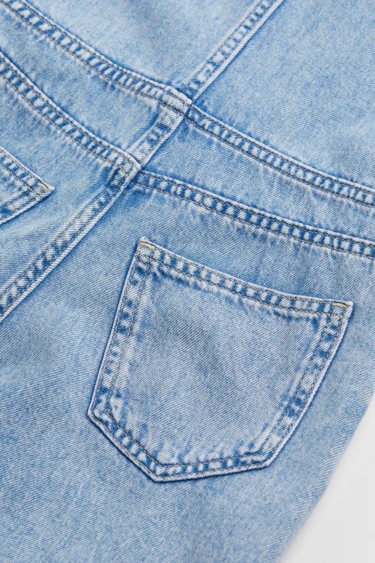 H&M Denim Dungaree Shorts Light Denim Blue - BEAUTY BAR