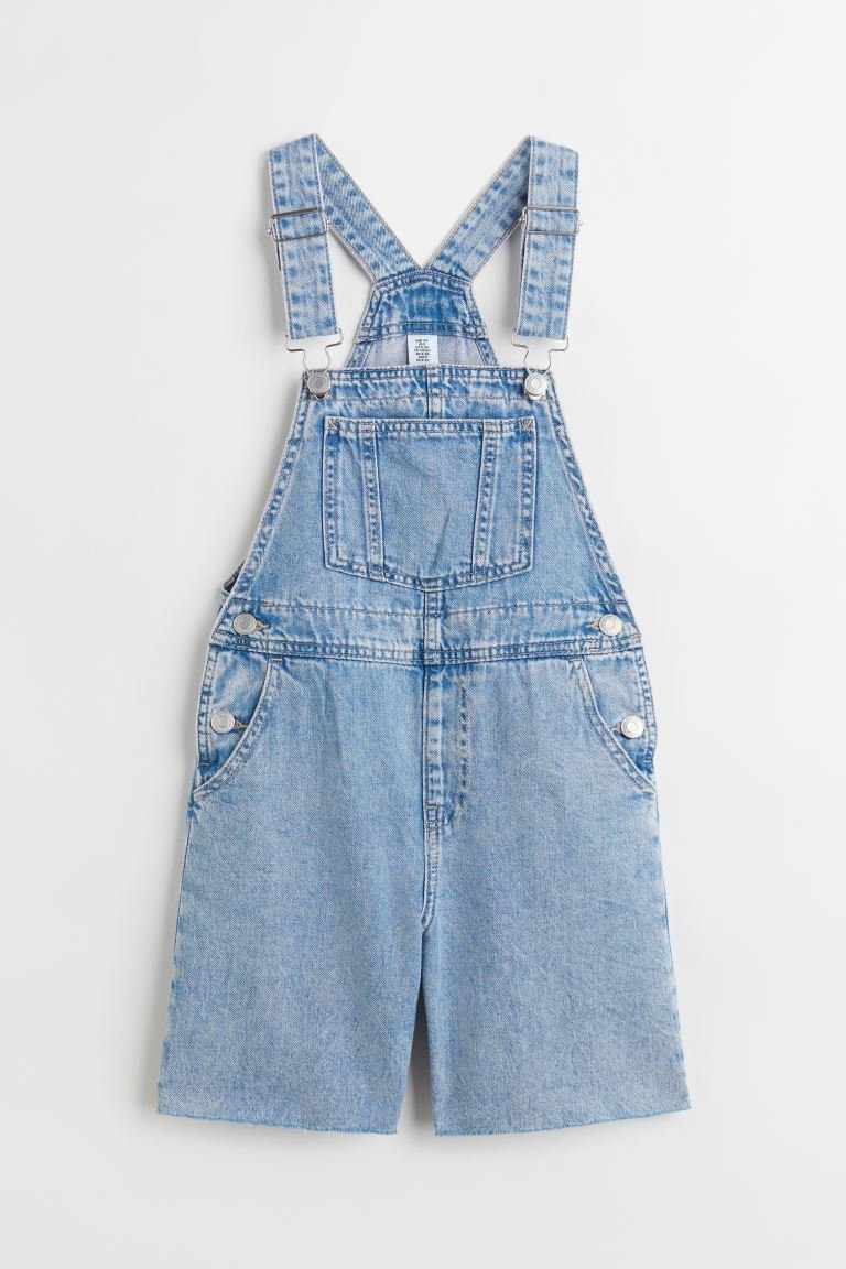 H&M Denim Dungaree Shorts Light Denim Blue - BEAUTY BAR