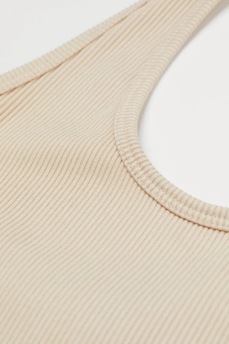 H&M Halterneck Cropped Top Light Beige - BEAUTY BAR