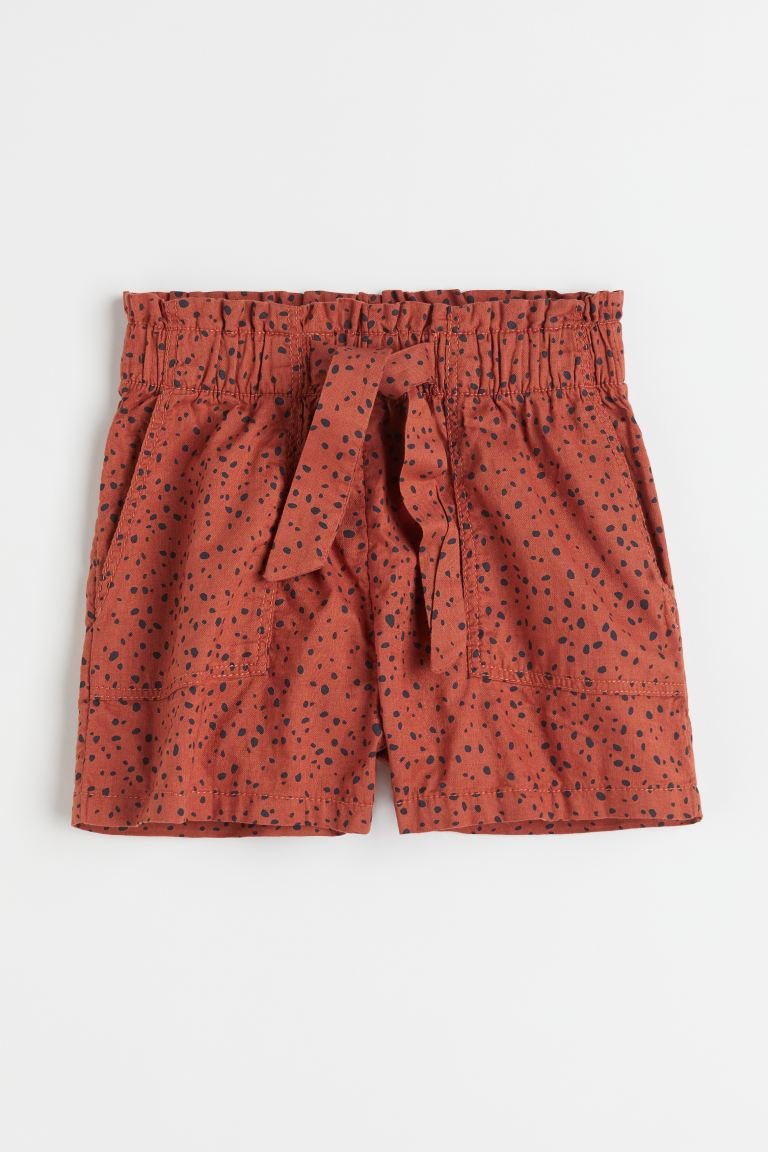 H&M High-Waisted Shorts Brick Red/Spotted - BEAUTY BAR