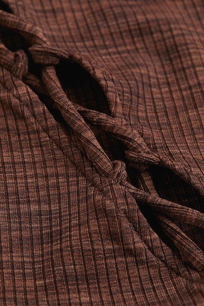 H&M Lacing-Detail Cut-Out Top Dark Brown - BEAUTY BAR