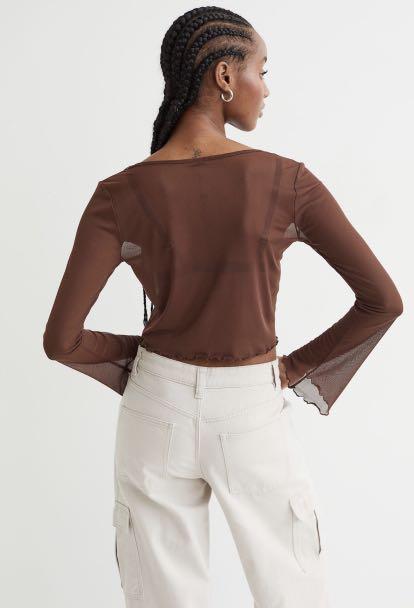 H&M Mesh Cardigan Light Brown - BEAUTY BAR