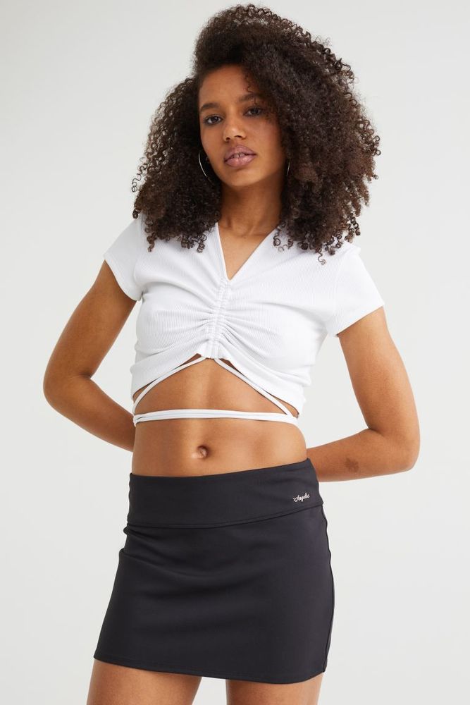 H&M Mini Skirt in Stretch Jersey Black - BEAUTY BAR