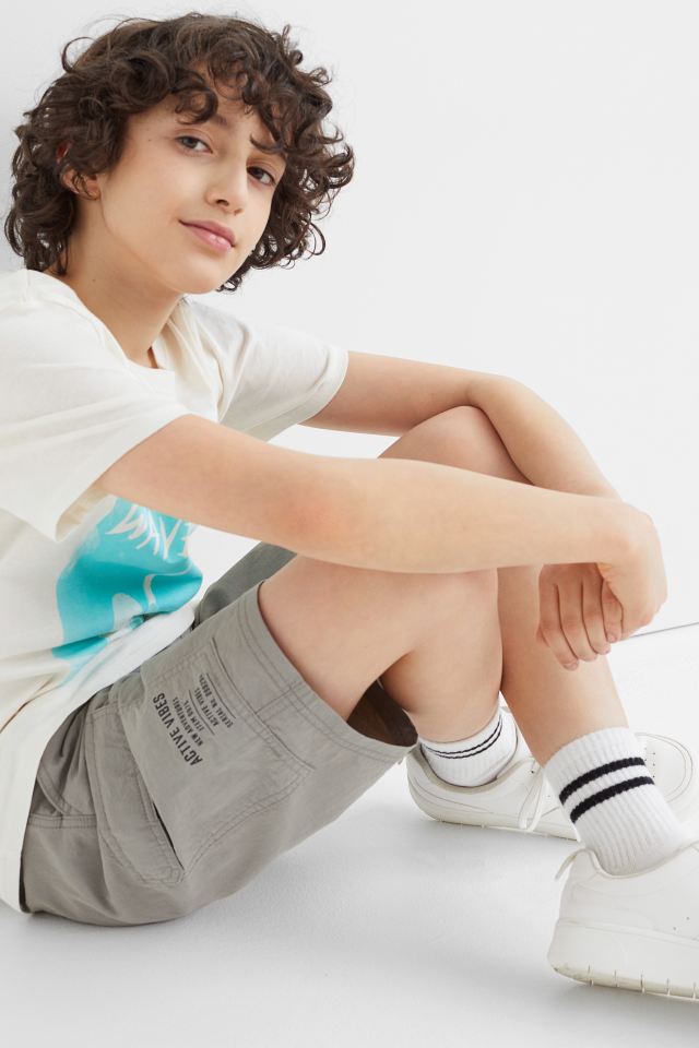 H&M Nylon Cargo Shorts Light Grey - BEAUTY BAR