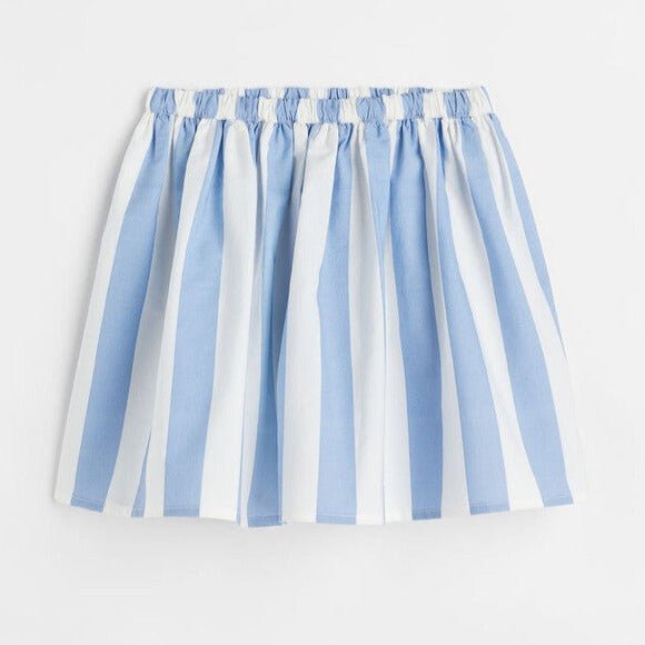 H&M Patterned Cotton Skirt Blue/Striped - BEAUTY BAR