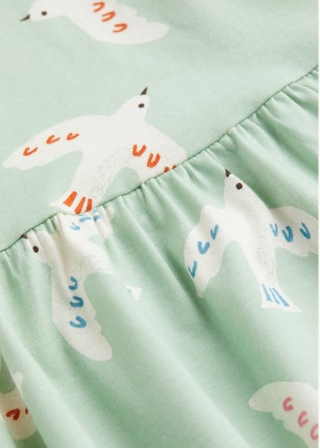 H&M Patterned Jersey Dress Light Green/Birds - BEAUTY BAR