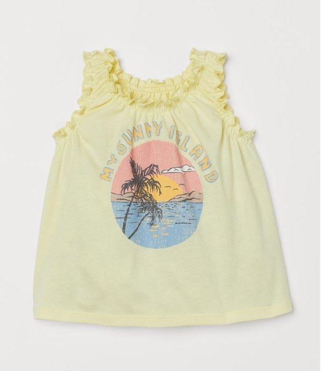 H&M Printed Sleeveless Top Light yellow/My Sunny Island - BEAUTY BAR