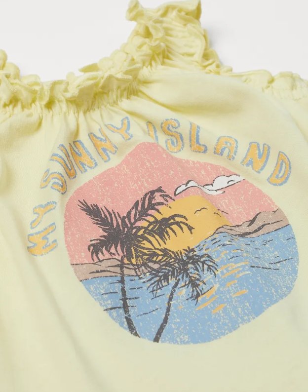 H&M Printed Sleeveless Top Light yellow/My Sunny Island - BEAUTY BAR