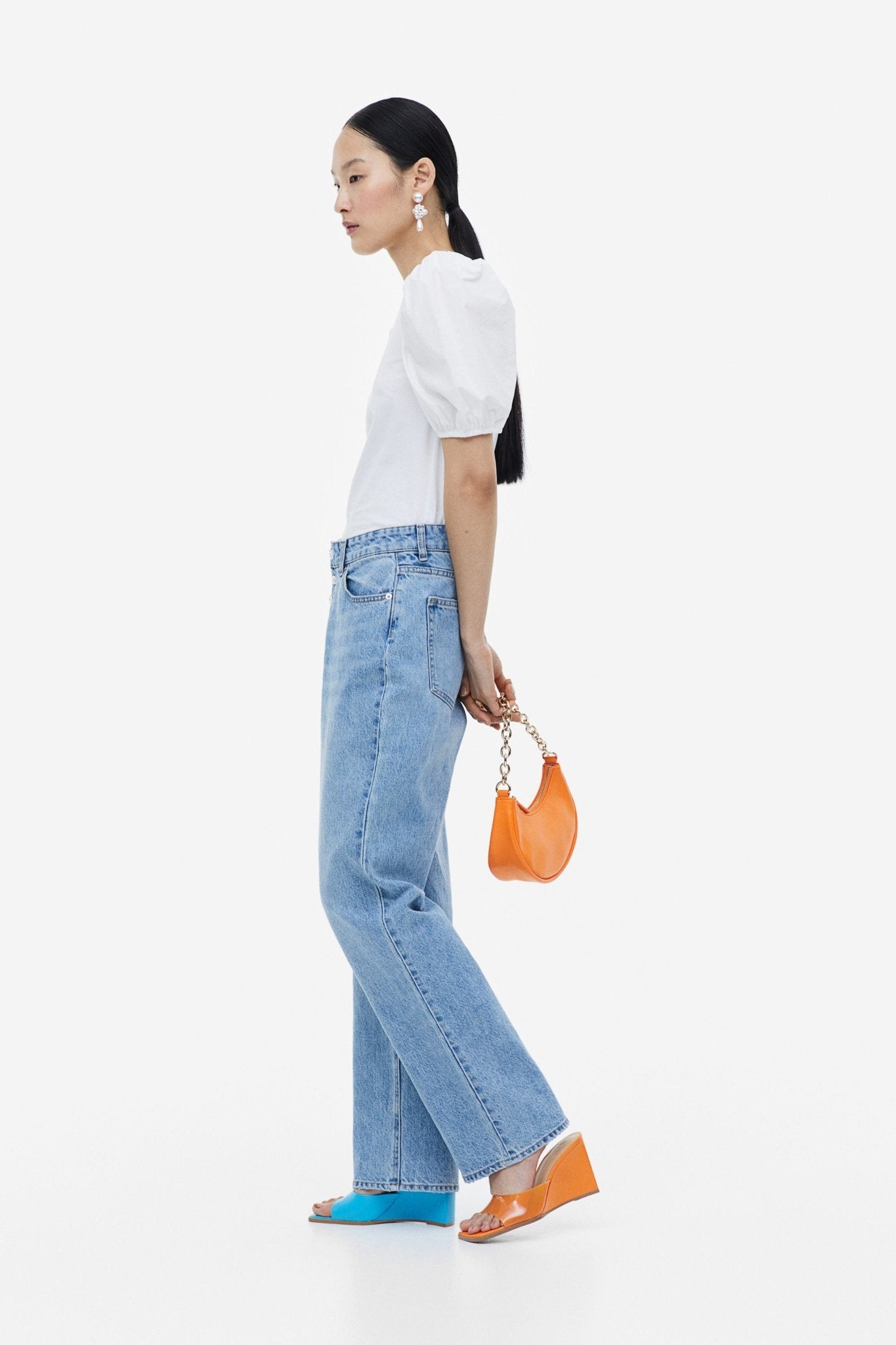H&M Puff-sleeved top White - BEAUTY BAR
