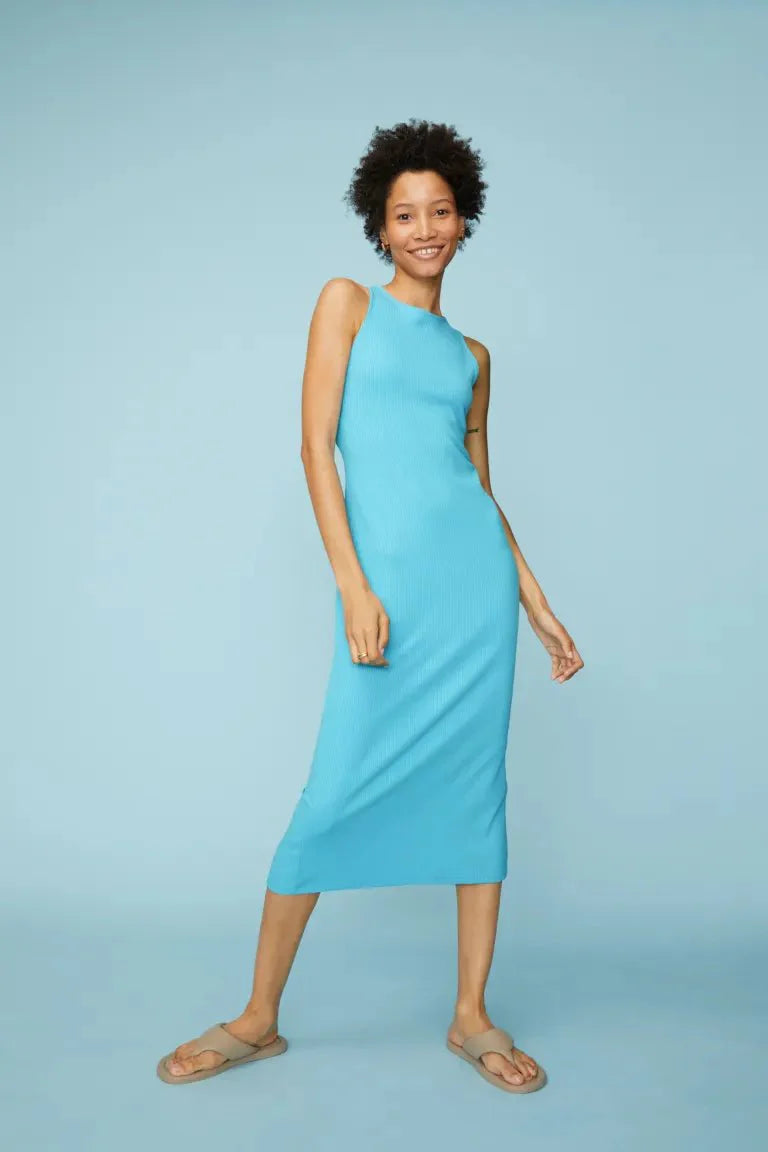 H&M Ribbed Dress Light Turquoise - BEAUTY BAR