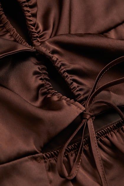 H&M Satin Dress Dark Brown - BEAUTY BAR