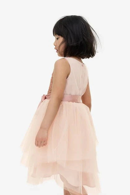 H&M Sequined Tulle Dress Apricot - BEAUTY BAR