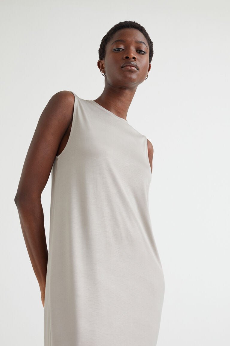 H&M Sleeveless Jersey Dress Greige - BEAUTY BAR