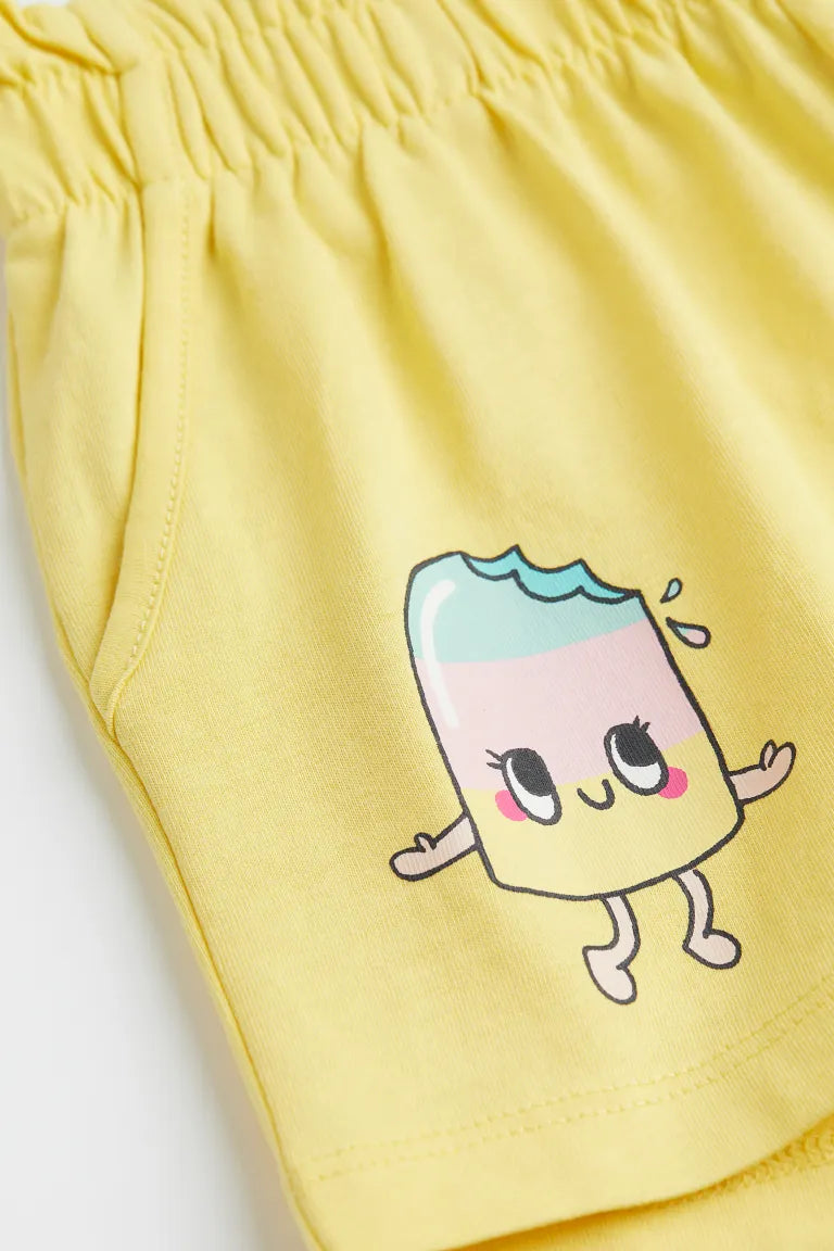 Soft Cotton Jersey Shorts Yellow H&M