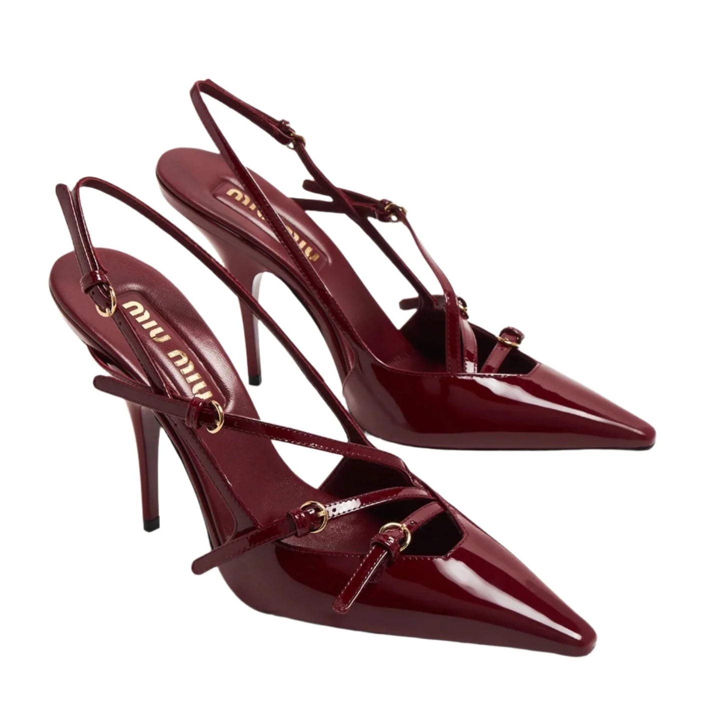 Miu Miu Burgundy Heels With Back Strap