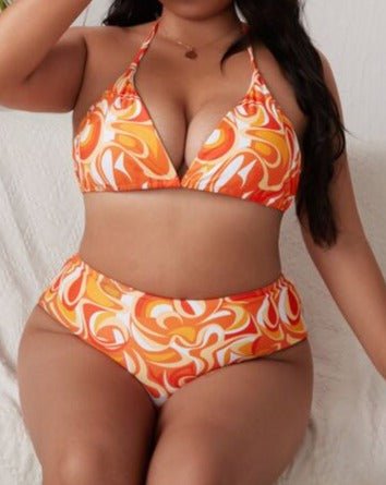 Plus Size Bikini Swimwear With High Waist - BEAUTY BAR