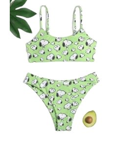 Snoopy Green Ribbed Bikini Removable Pads - BEAUTY BAR