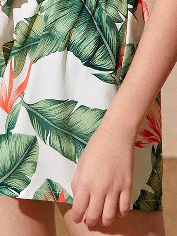 Teen Girls Tropical Print Cami Top & Shorts With Kimono - BEAUTY BAR
