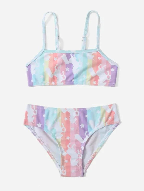 Toddler Girls Cartoon Graphic Bikini Swimsuit - BEAUTY BAR