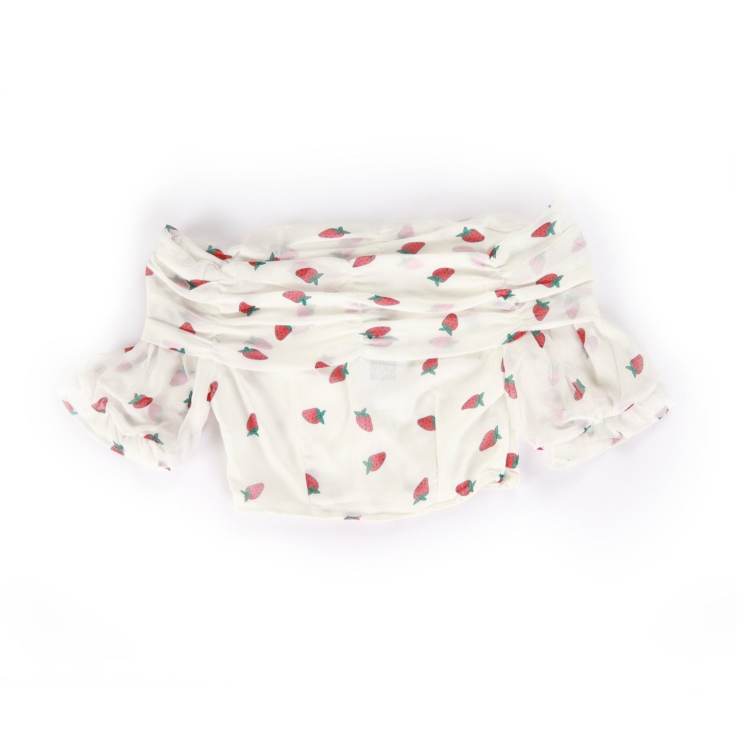 White Chiffon Blouse With Strawberry Print - BEAUTY BAR