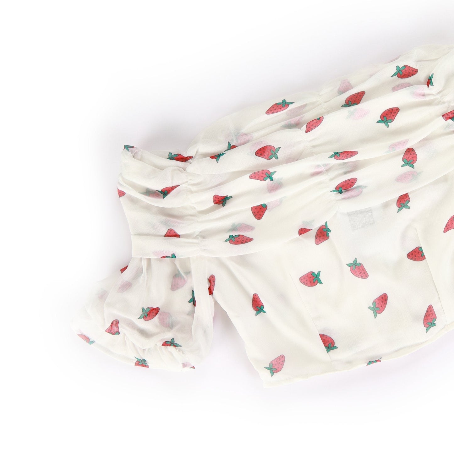 White Chiffon Blouse With Strawberry Print - BEAUTY BAR