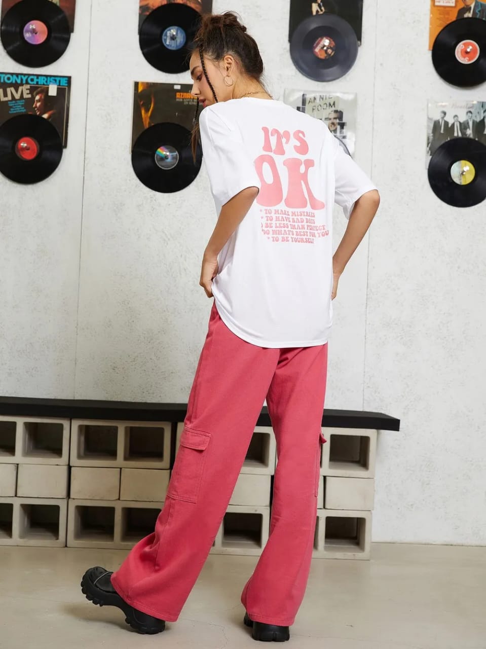 Women Letter Graphic Drop Shoulder Tee Shein - BEAUTY BAR
