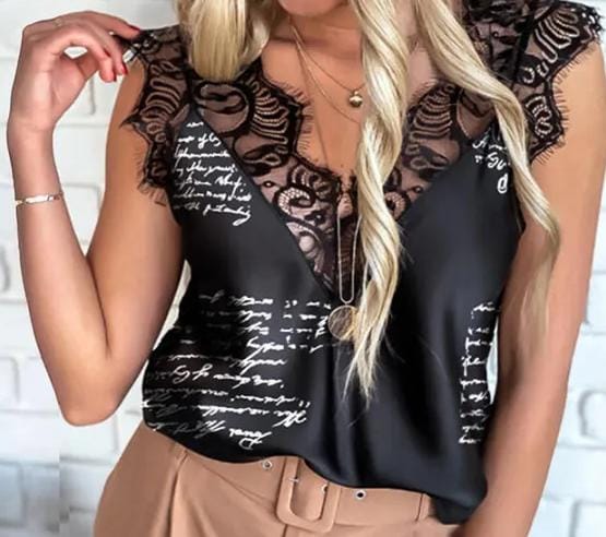 Women Satin Blouse With Lace Sleevs Ends - BEAUTY BAR