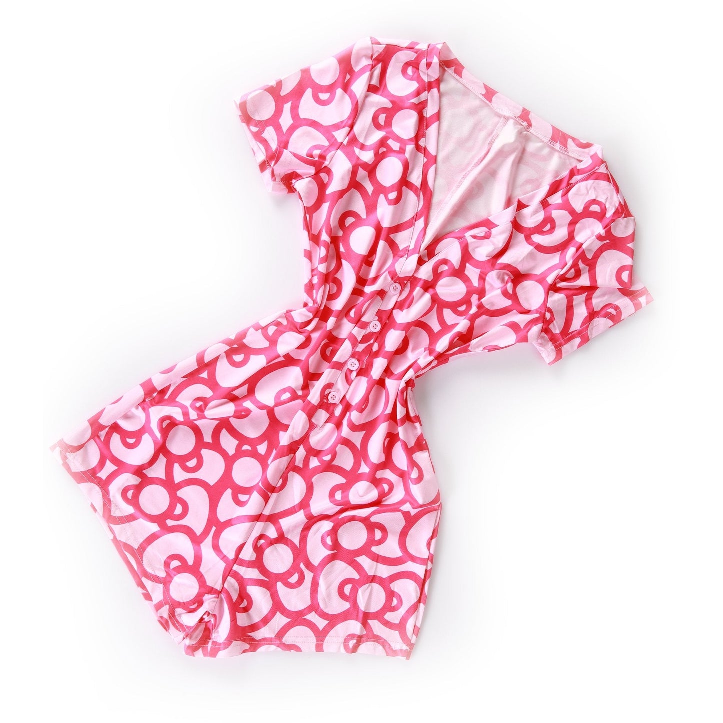 Women's Short Sleeve V Neck Sleep Romper - BEAUTY BAR