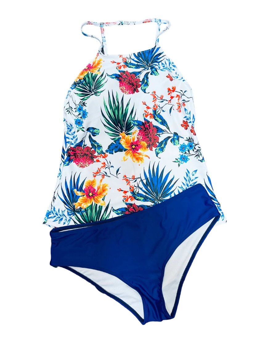 2-Piece Swimsuit With Adjustable Strap Blue - BEAUTY BAR