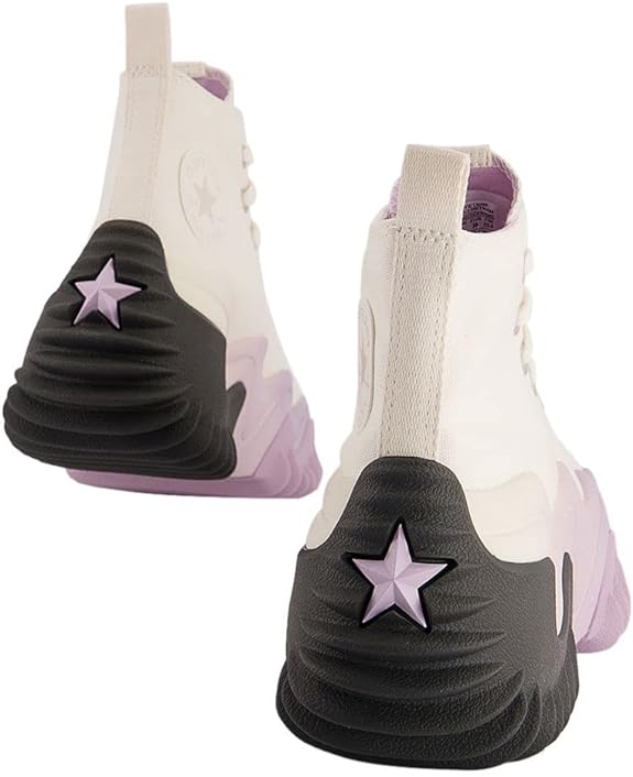 Converse Run Star Motion Hi Platform Canvas Trainers In White And Purple