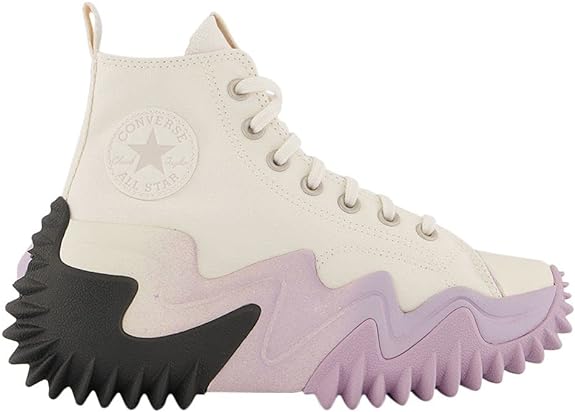 Converse Run Star Motion Hi Platform Canvas Trainers In White And Purple