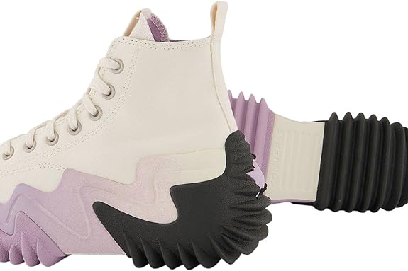 Converse Run Star Motion Hi Platform Canvas Trainers In White And Purple