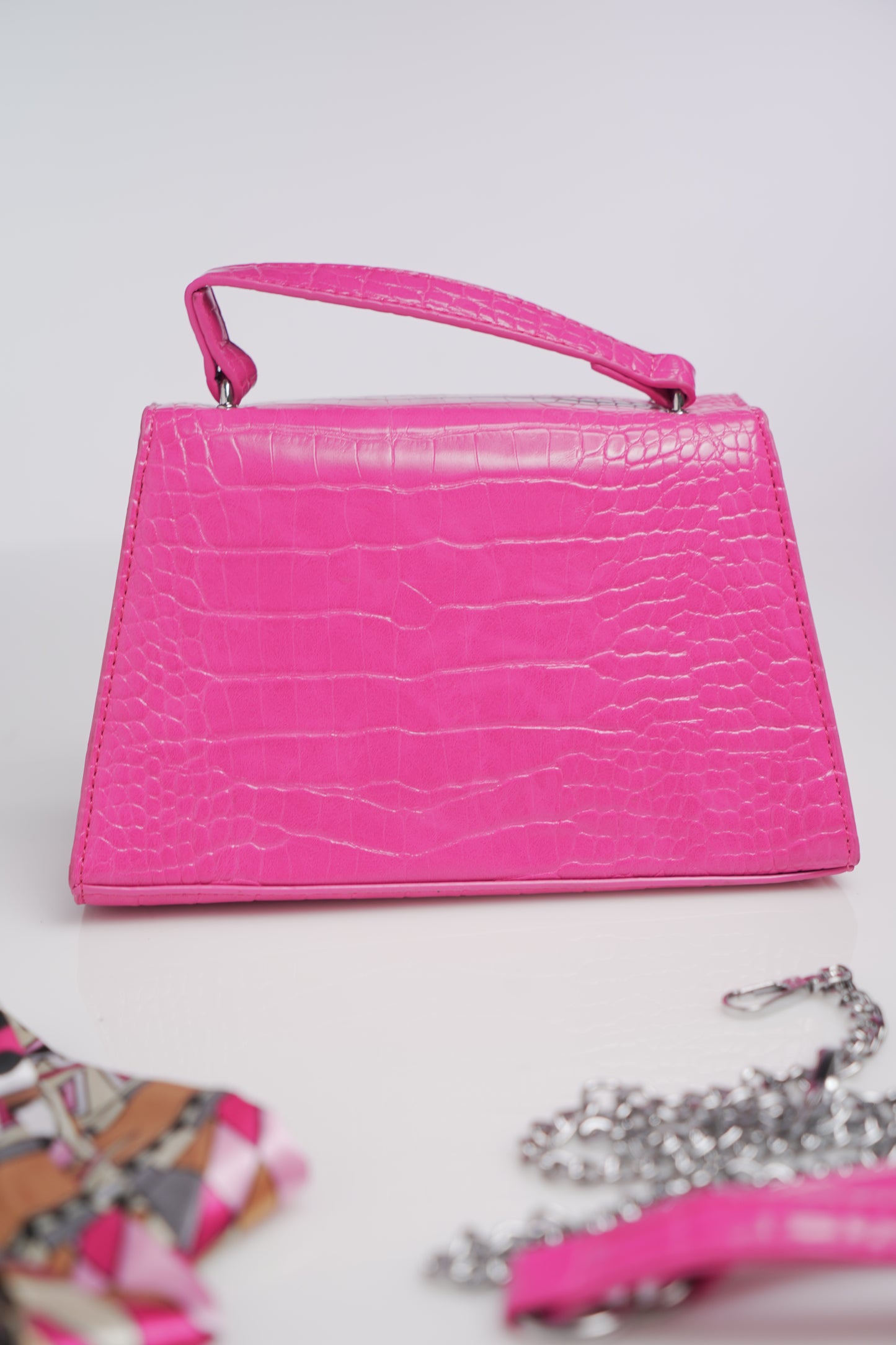 Balenciaga Small Hot Pink Leather Hourglass Top Handle Crossbody Bag